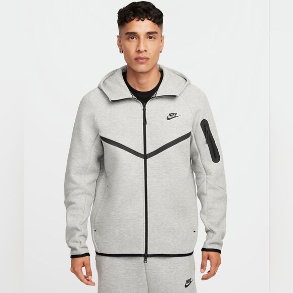 Nike Tech Fleece Windrunner Jacket Heather Grey Black Men's Medium M Hoodie New - Picture 2 of 16